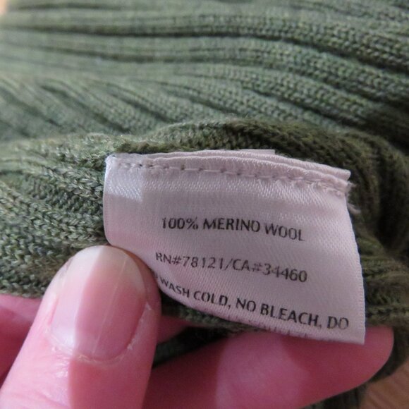 EILEEN FISHER 100% Merino Wool Ribbed Knit Open Front Cardigan in Forest Green - Picture 14 of 14